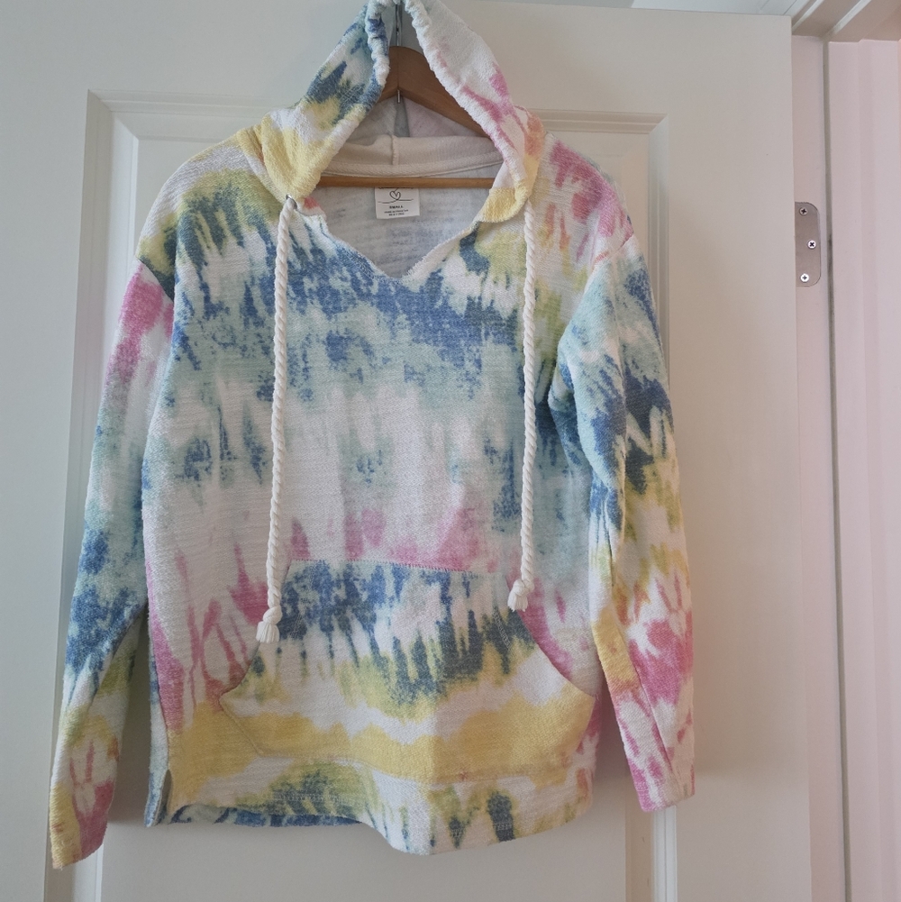 Tiedye Terrycloth Beach Hoodie Womens S Preppy Coastal Dreamside
